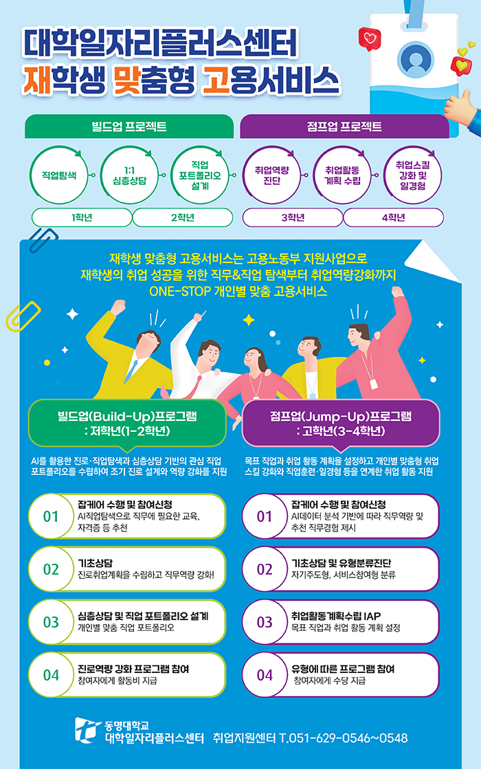 대학일자리플러스센터 재학생 맞춤형 고용서비스 포스터