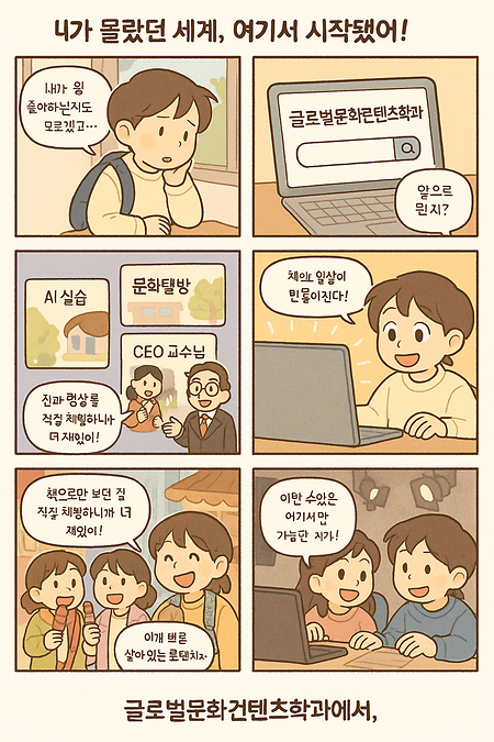 2025-1 글로벌문화콘텐츠학과 디지털콘텐츠디자인과 퍼블리싱 4컷 만화 실습 우수작