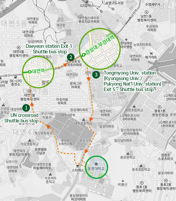 Tongmyong shuttle bus route guide